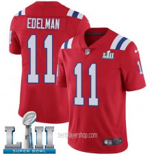 Youth New England Patriots #11 Julian Edelman Authentic Red Super Bowl Vapor Alternate Jersey Bestplayer